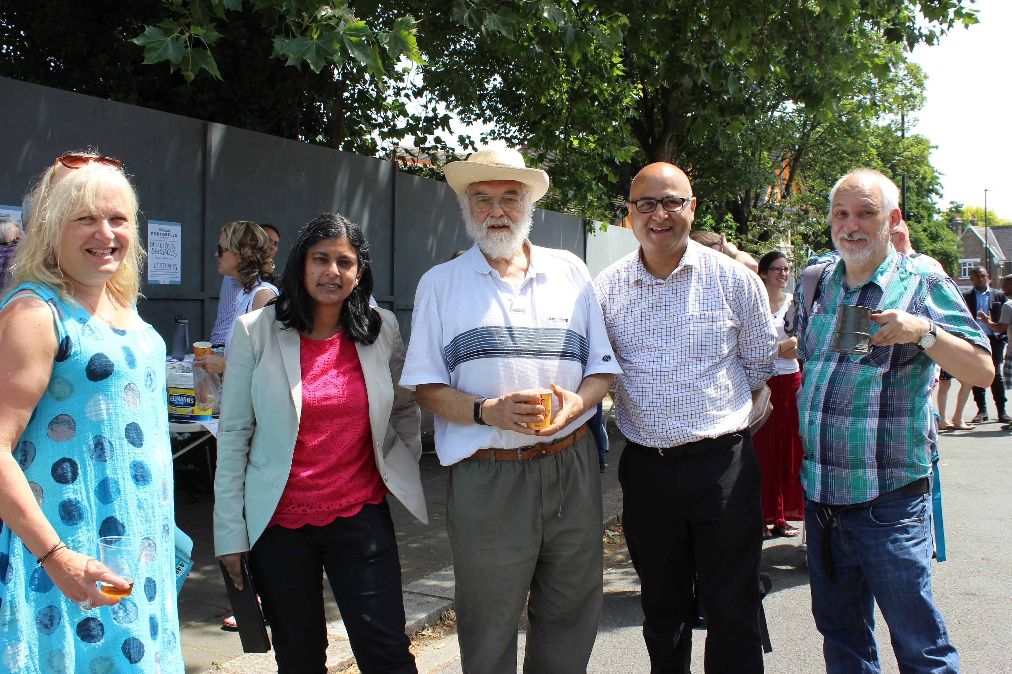 MP Rupa Huq, Councillor Hitesh Taylor and East Acton residents